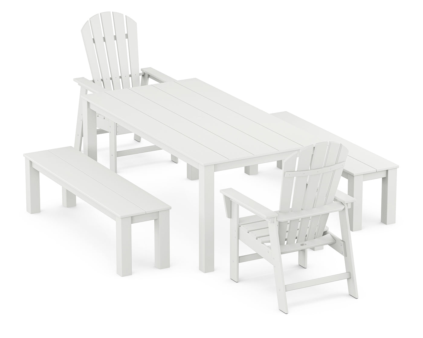 South Beach 5-Piece Parsons Dining Set with Benches