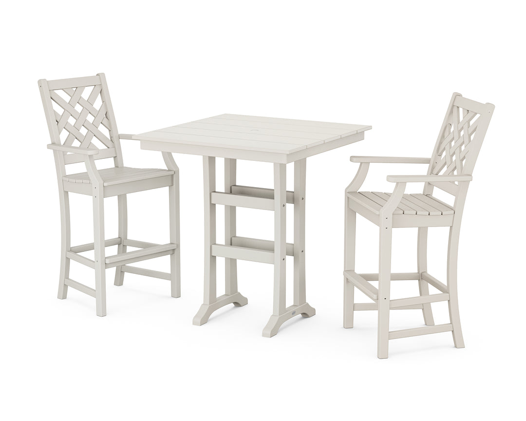 Country Living Wovendale 3-Piece Farmhouse Bar Set with Trestle Legs