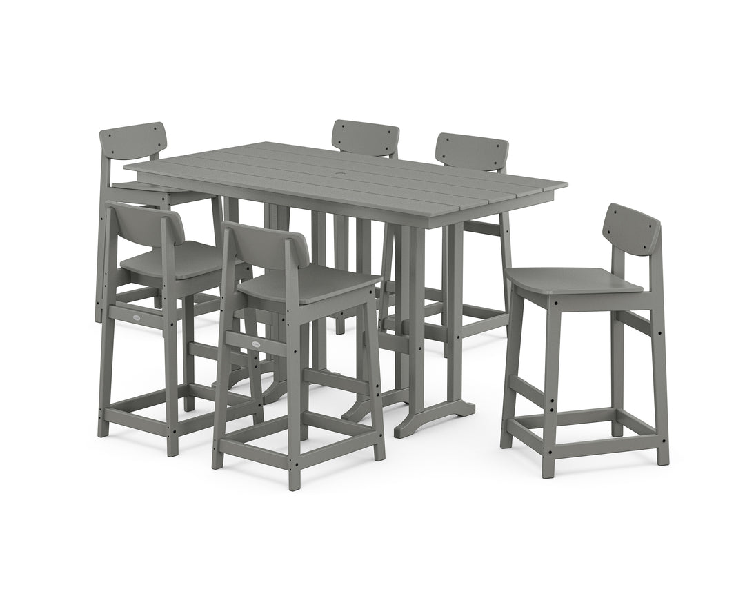 POLYWOOD® Modern Studio Urban Lowback Bar Chair 7-Piece Set