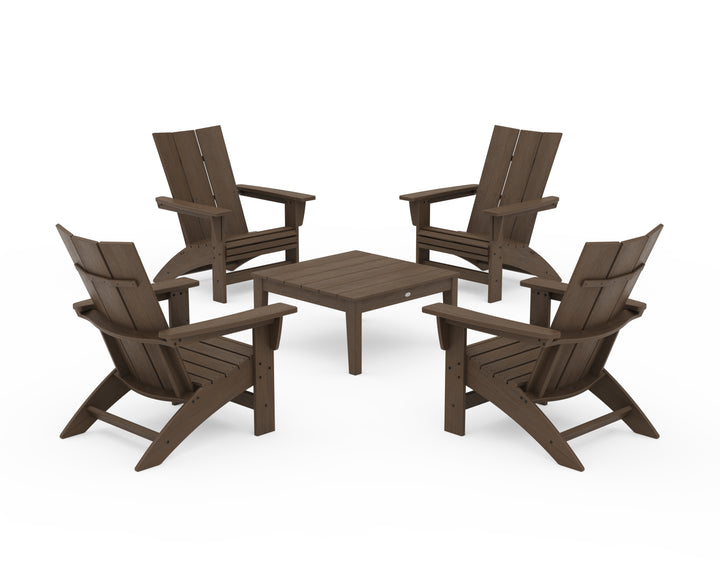 POLYWOOD® 5-Piece Modern Grand Adirondack Chair Conversation Group