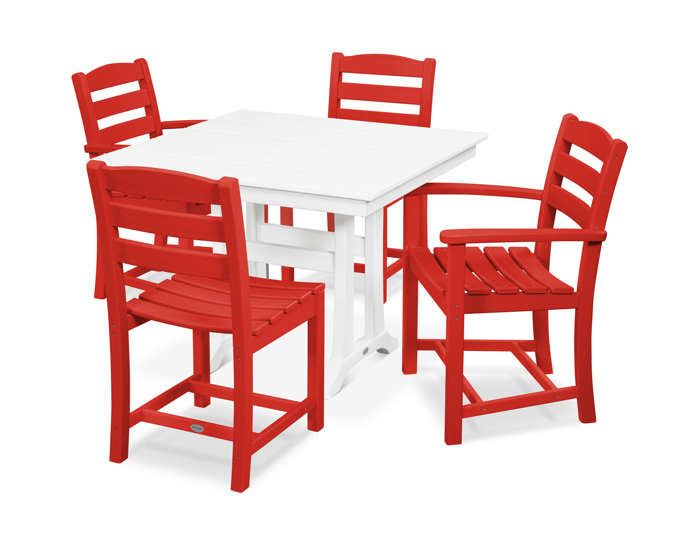 La Casa CafŽ 5-Piece Farmhouse Dining Set with Trestle Legs