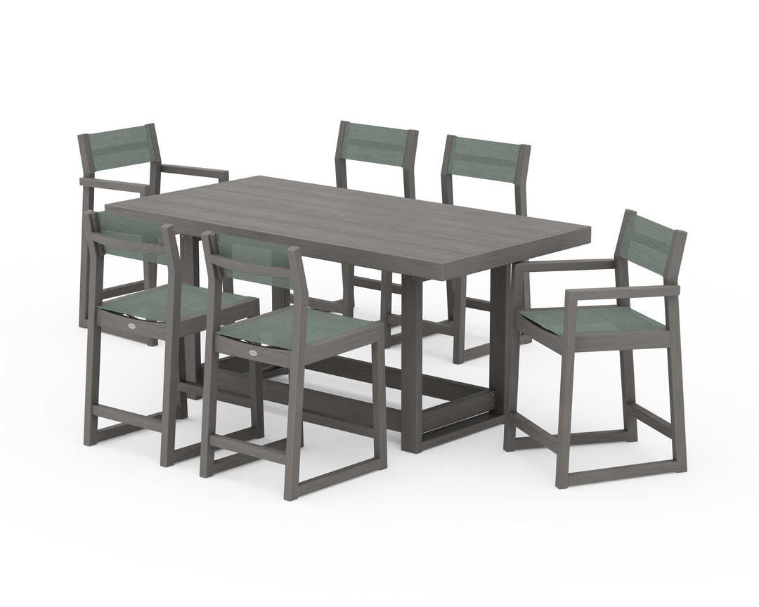 POLYWOOD® EDGE Sling 7-Piece Counter Table Set