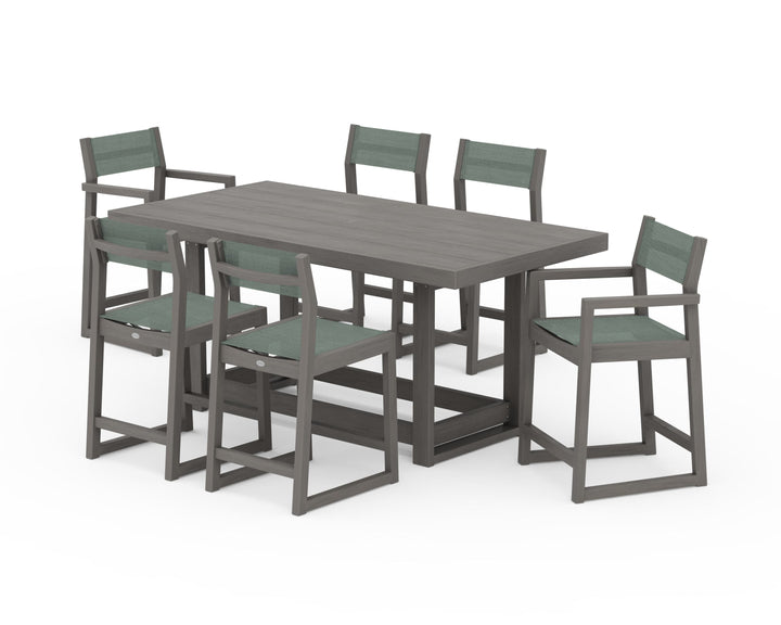 POLYWOOD® EDGE Sling 7-Piece Counter Table Set