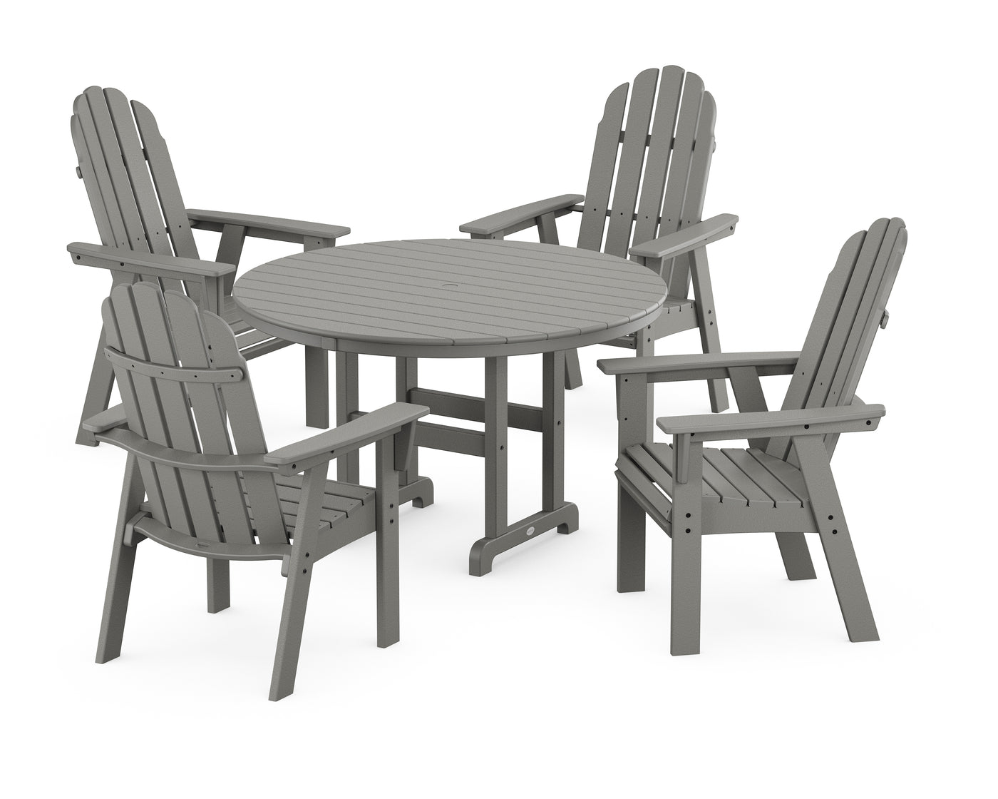 Vineyard Curveback Adirondack 5-Piece Round Farmhouse Dining Set