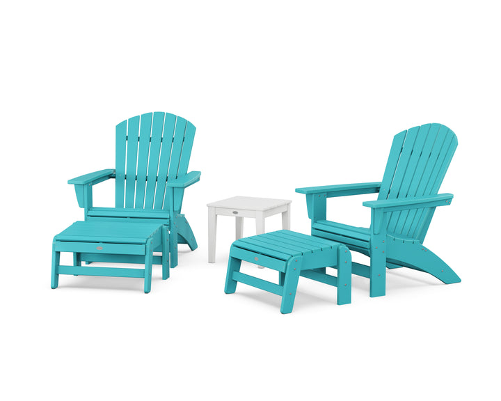 POLYWOOD® 5-Piece Nautical Grand Adirondack Set with Ottomans and Side Table
