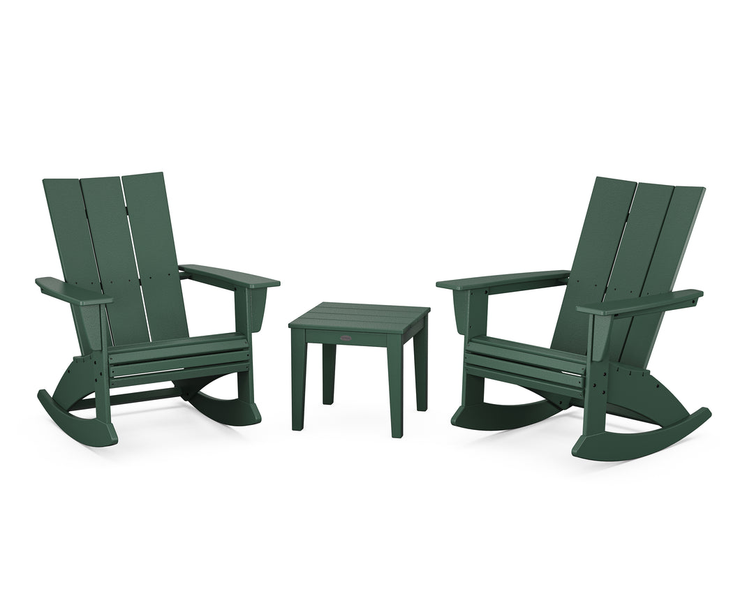 POLYWOOD® Modern Curveback 3-Piece Adirondack Rocking Chair Set