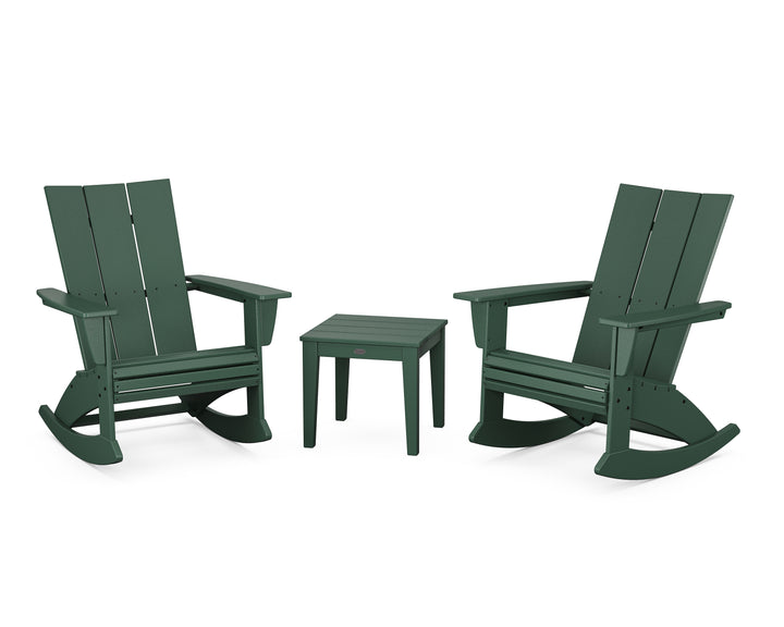 POLYWOOD® Modern Curveback 3-Piece Adirondack Rocking Chair Set
