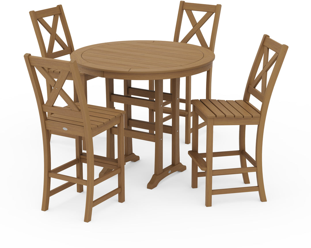POLYWOOD® Braxton 5-Piece Nautical Trestle Arm Chair Bar Set