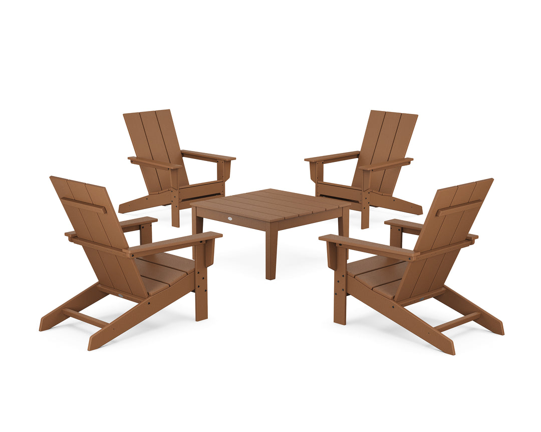POLYWOOD® 5-Piece Modern Studio Adirondack Chair Conversation Group