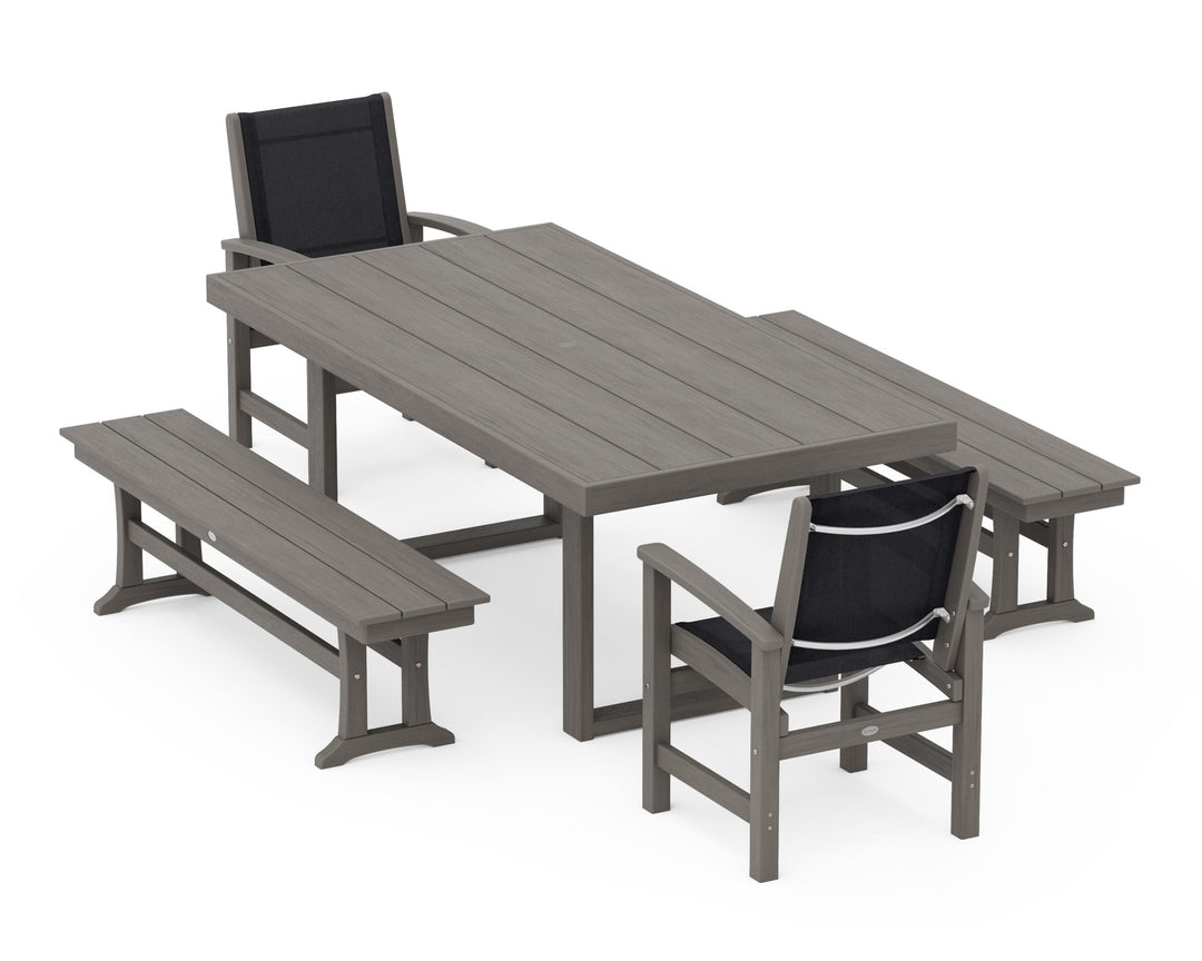 POLYWOOD® Coastal 5-Piece Dining Set with Trestle Legs