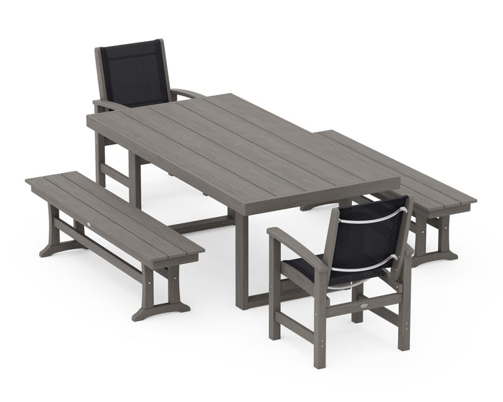POLYWOOD® Coastal 5-Piece Dining Set with Trestle Legs
