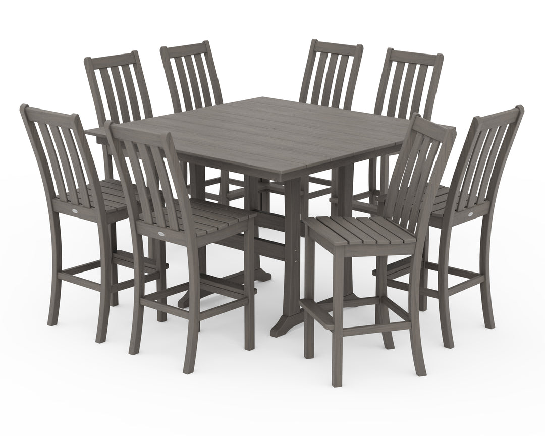 POLYWOOD® Vineyard 9-Piece Farmhouse Trestle Bar Set