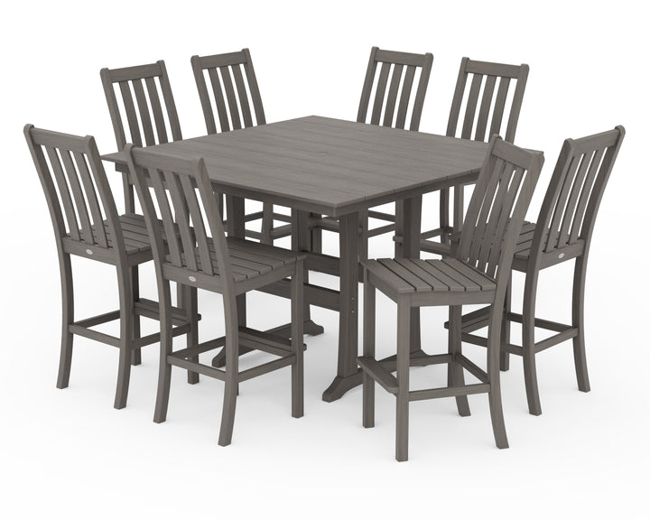 POLYWOOD® Vineyard 9-Piece Farmhouse Trestle Bar Set