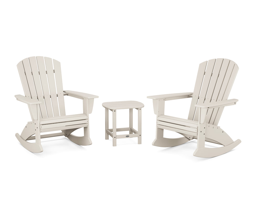 POLYWOOD® Nautical Curveback 3-Piece Adirondack Rocking Chair Set