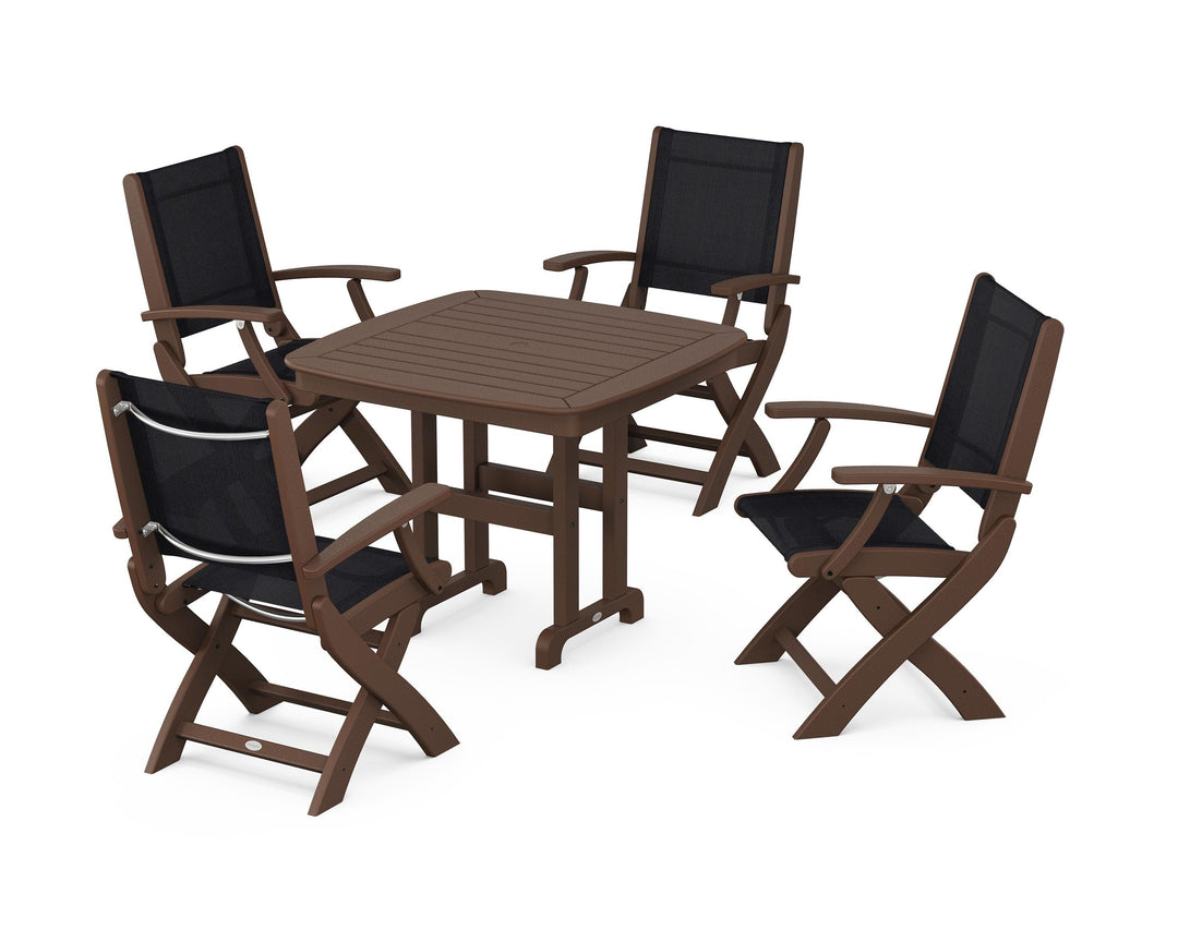 POLYWOOD® Coastal Folding Chair 5-Piece Dining Set