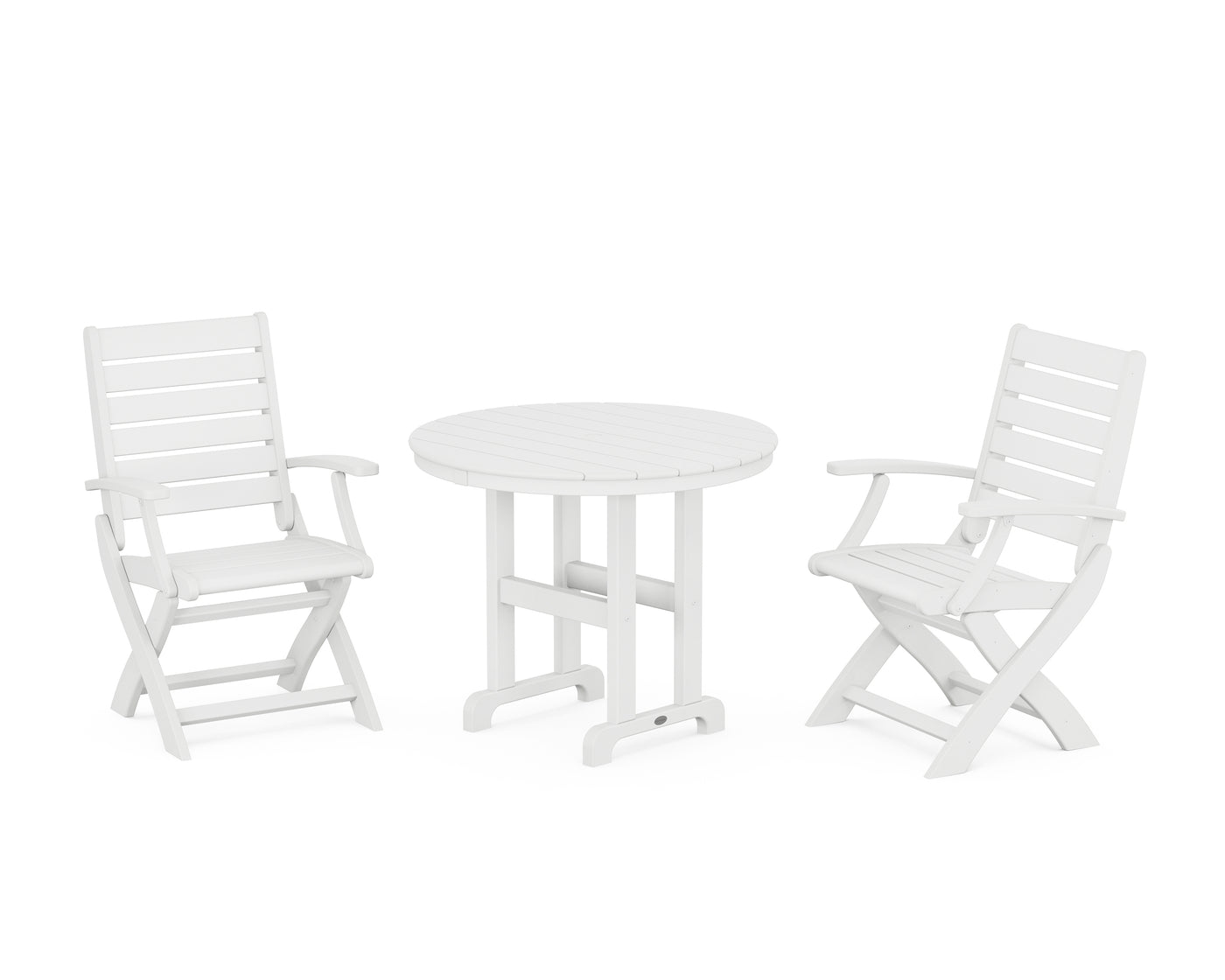 Signature Folding Chair 3-Piece Round Farmhouse Dining Set