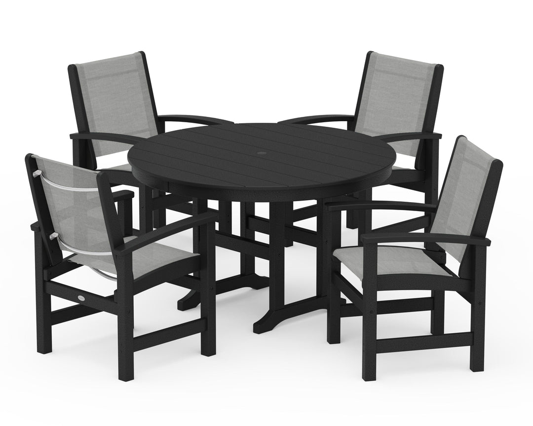 POLYWOOD® Coastal 5-Piece Round Farmhouse Dining Set