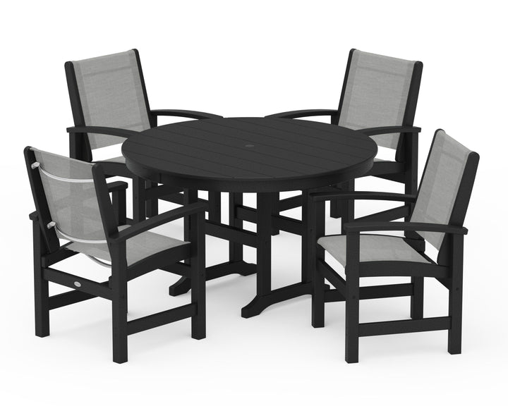 POLYWOOD® Coastal 5-Piece Round Farmhouse Dining Set