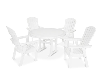 Nautical Curveback Adirondack 5-Piece Round Dining Set with Trestle Legs