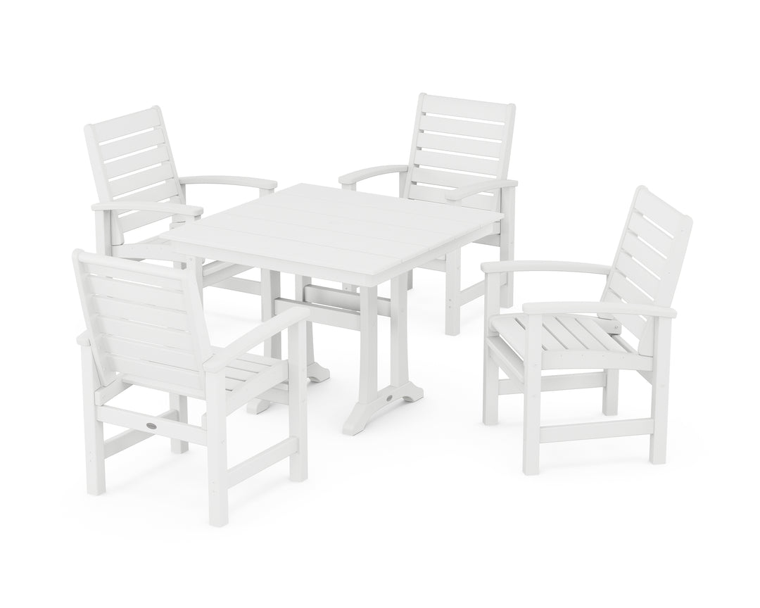 POLYWOOD® Signature 5-Piece Farmhouse Dining Set With Trestle Legs