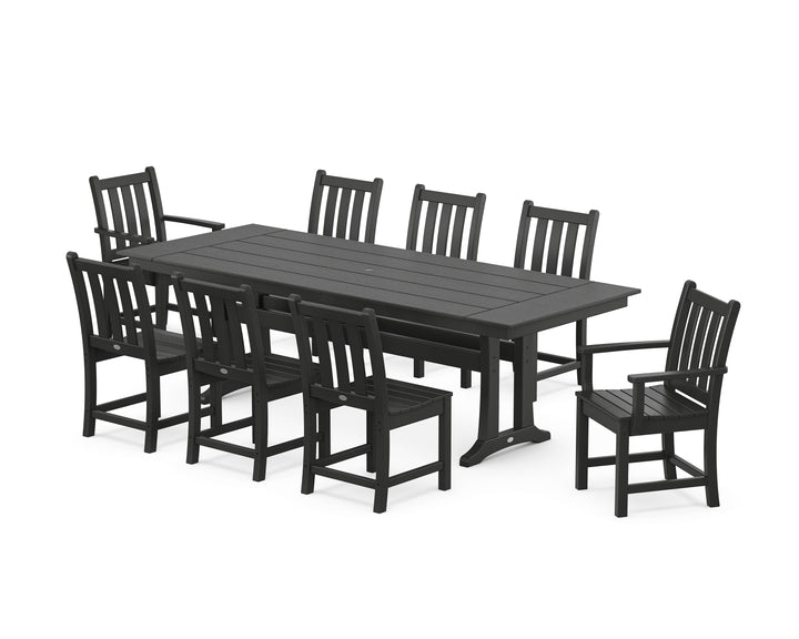 POLYWOOD® Traditional Garden 9-Piece Farmhouse Dining Set with Trestle Legs