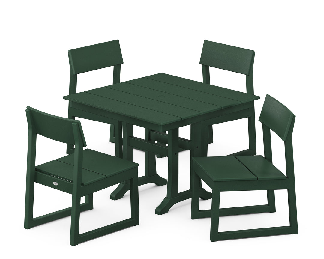 POLYWOOD® EDGE 5-Piece Farmhouse Trestle Side Chair Dining Set
