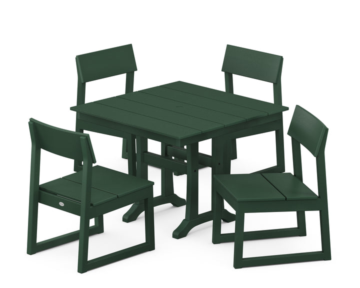 POLYWOOD® EDGE 5-Piece Farmhouse Trestle Side Chair Dining Set