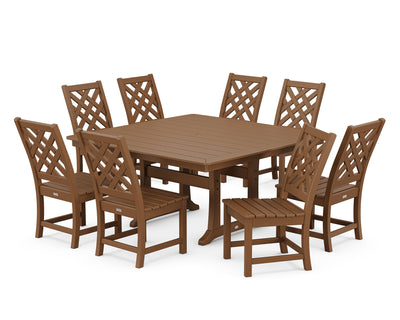 Wovendale Side Chair 9-Piece Square Dining Set with Trestle Legs