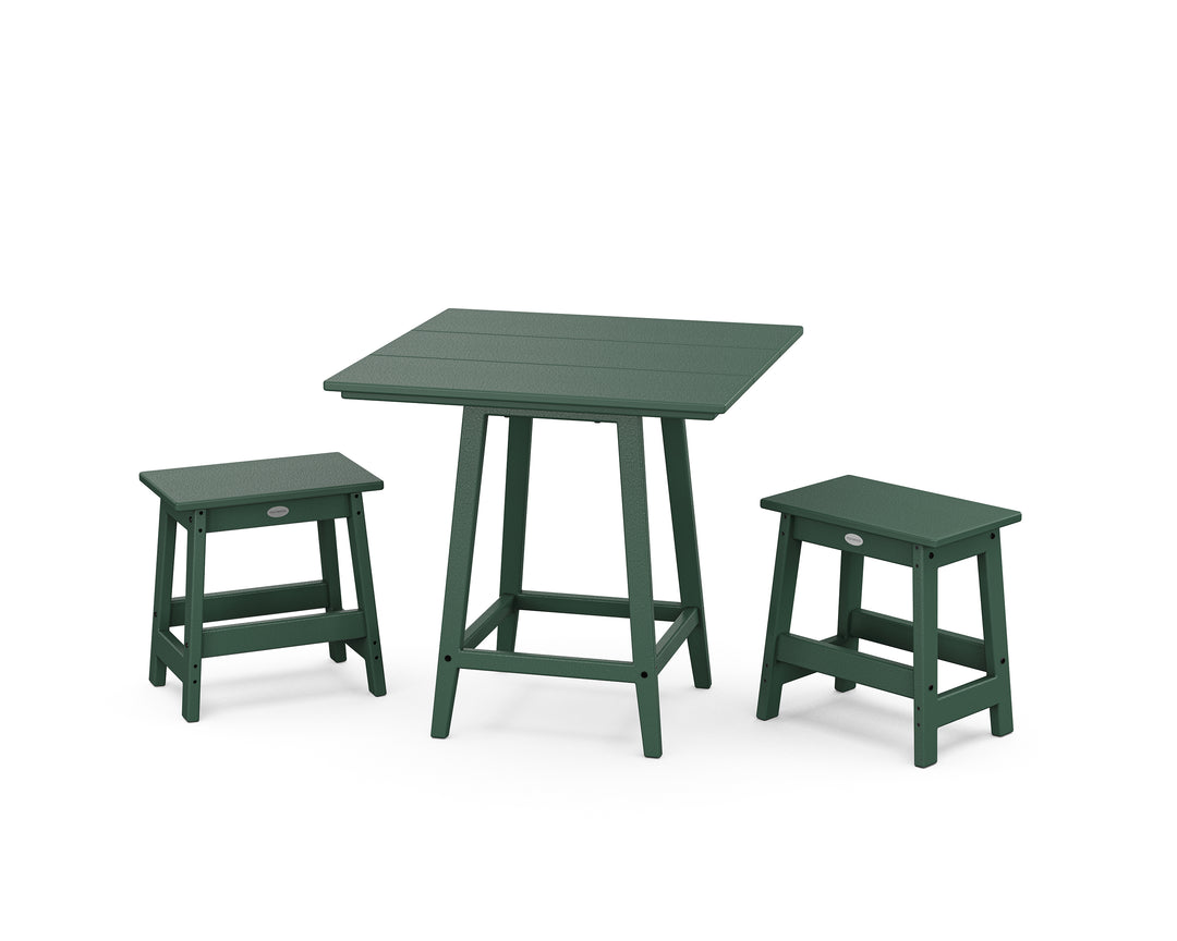 POLYWOOD® Modern Studio Stool 3-Piece Square Bistro Set