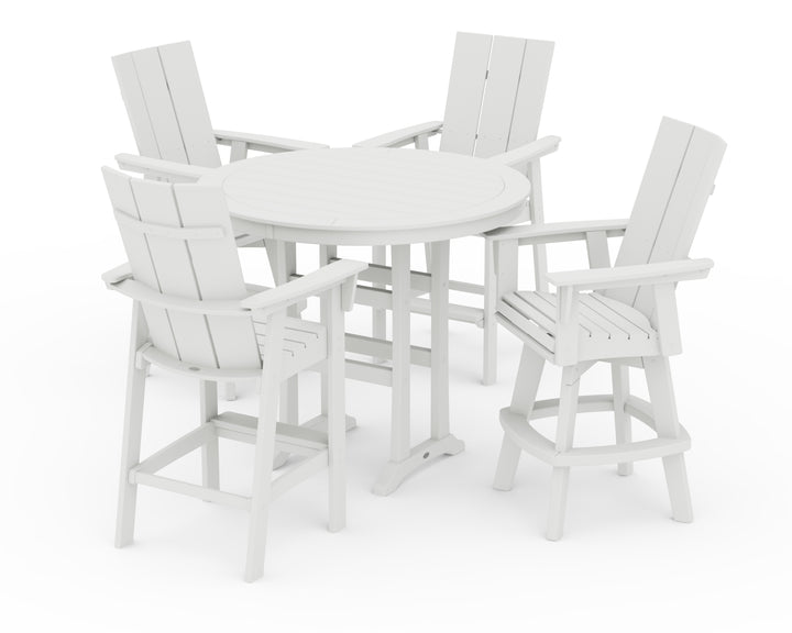 POLYWOOD® Modern Adirondack 5-Piece Nautical Trestle Round Bar Set with Swivels