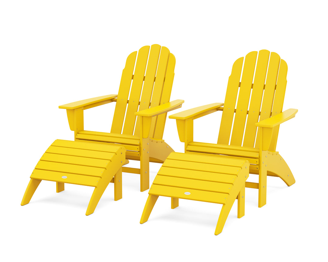 POLYWOOD® Vineyard Curveback Adirondack Chair 4-Piece Set with Ottomans