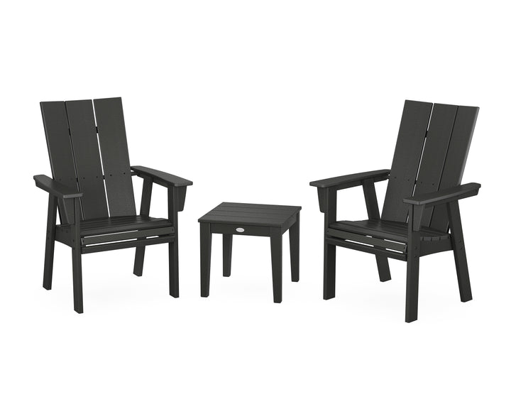 POLYWOOD® Modern 3-Piece Curveback Upright Adirondack Chair Set