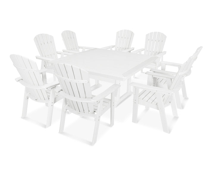 POLYWOOD® Nautical Adirondack 9-Piece Trestle Dining Set