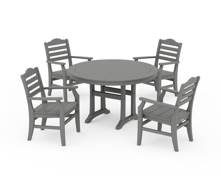POLYWOOD® Savannah 5-Piece Round Dining Set with Trestle Legs