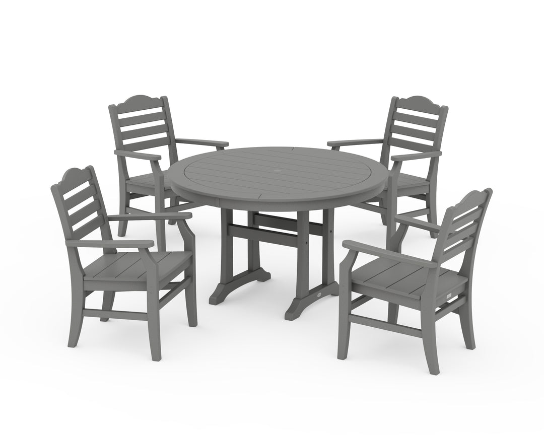 POLYWOOD® Savannah 5-Piece Round Dining Set with Trestle Legs