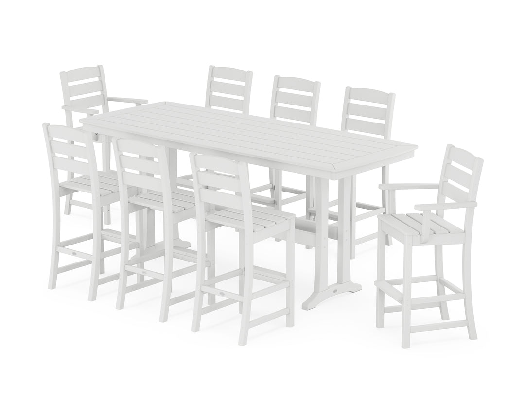 POLYWOOD® Lakeside 9-Piece Bar Set with Trestle Legs