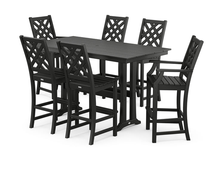 Country Living Wovendale 7-Piece Farmhouse Bar Set with Trestle Legs