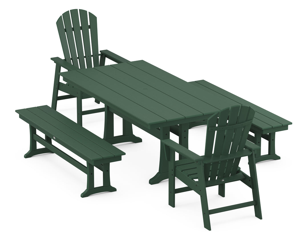POLYWOOD® South Beach 5-Piece Farmhouse Dining Set With Trestle Legs