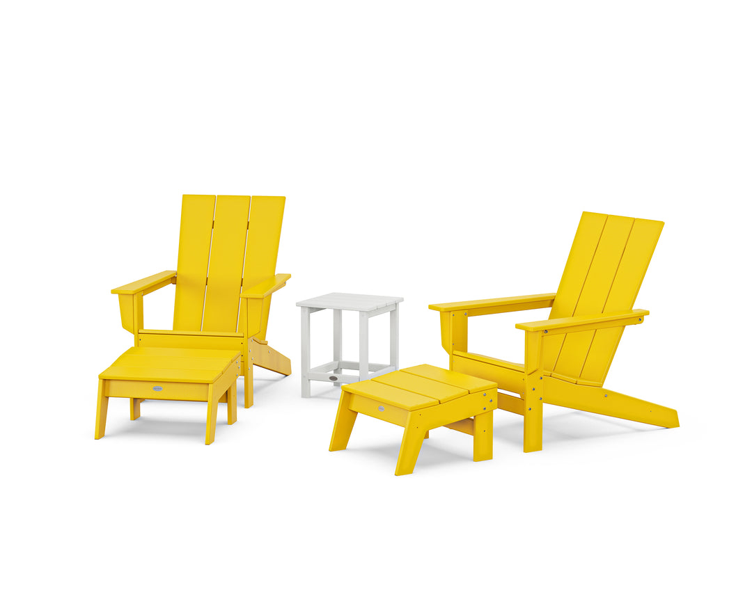 POLYWOOD® 5-Piece Modern Studio Adirondack Set with Ottomans and Side Table