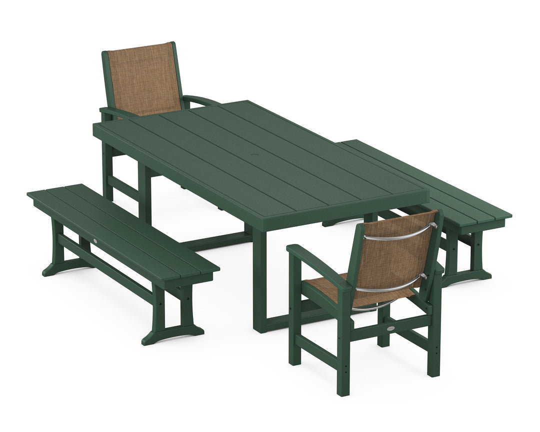 POLYWOOD® Coastal 5-Piece Dining Set with Trestle Legs