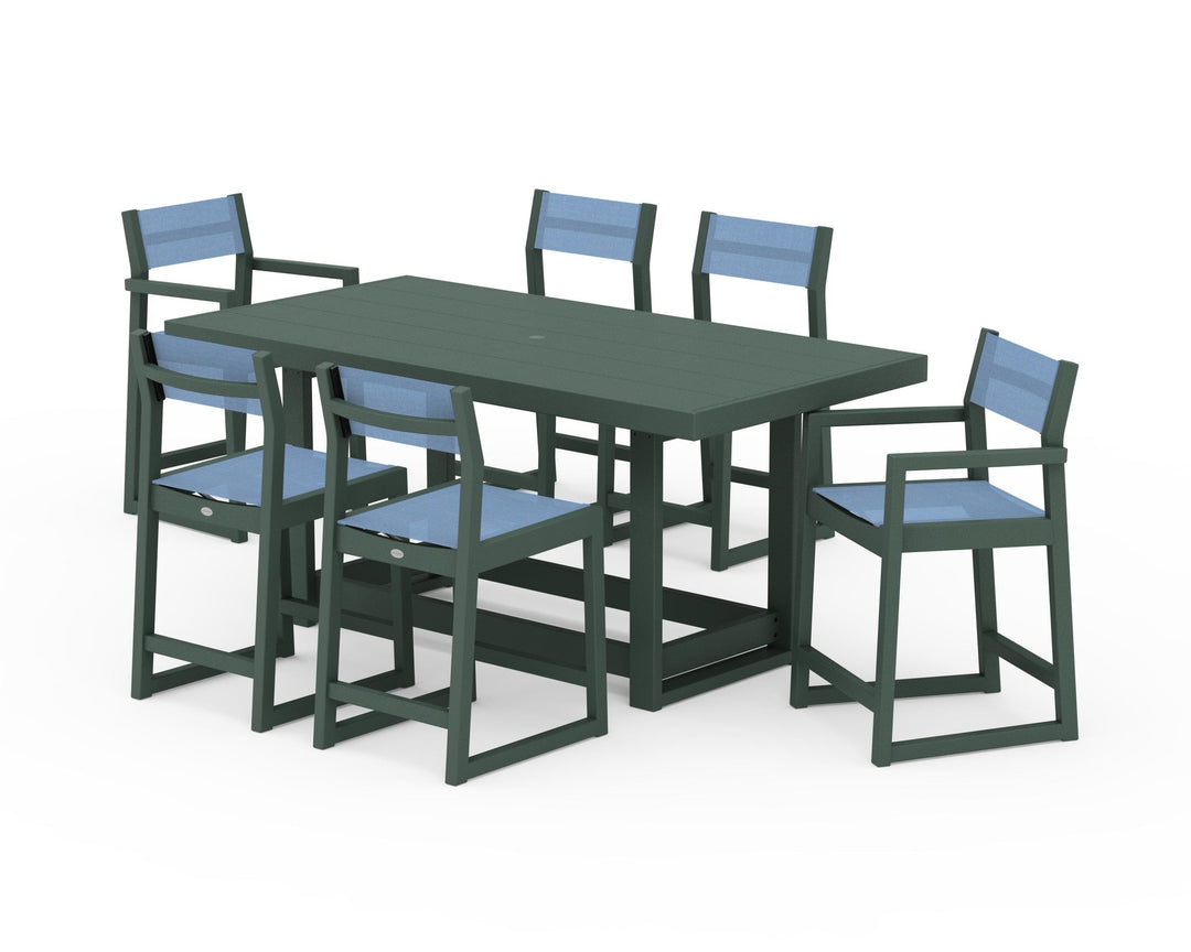 POLYWOOD® EDGE Sling 7-Piece Counter Table Set