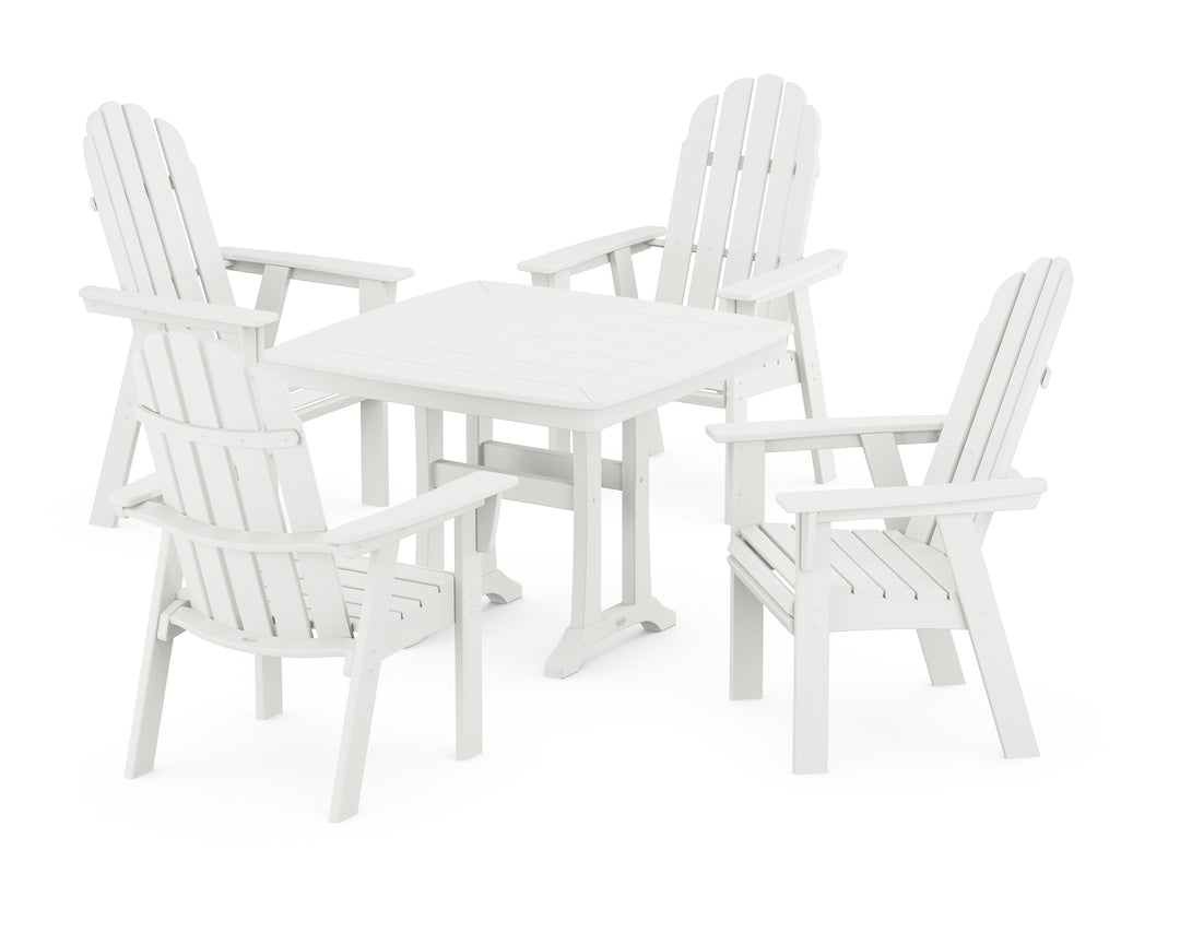 POLYWOOD® Vineyard Adirondack 5-Piece Dining Set with Trestle Legs