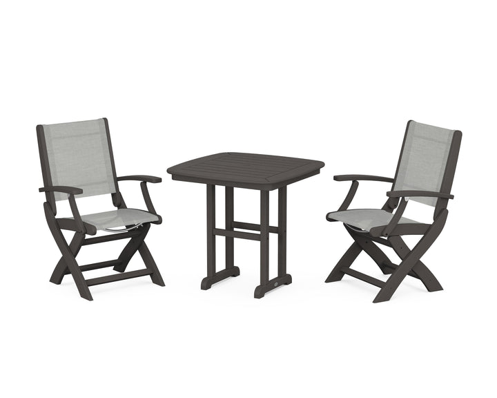 POLYWOOD® Coastal Folding Chair 3-Piece Dining Set