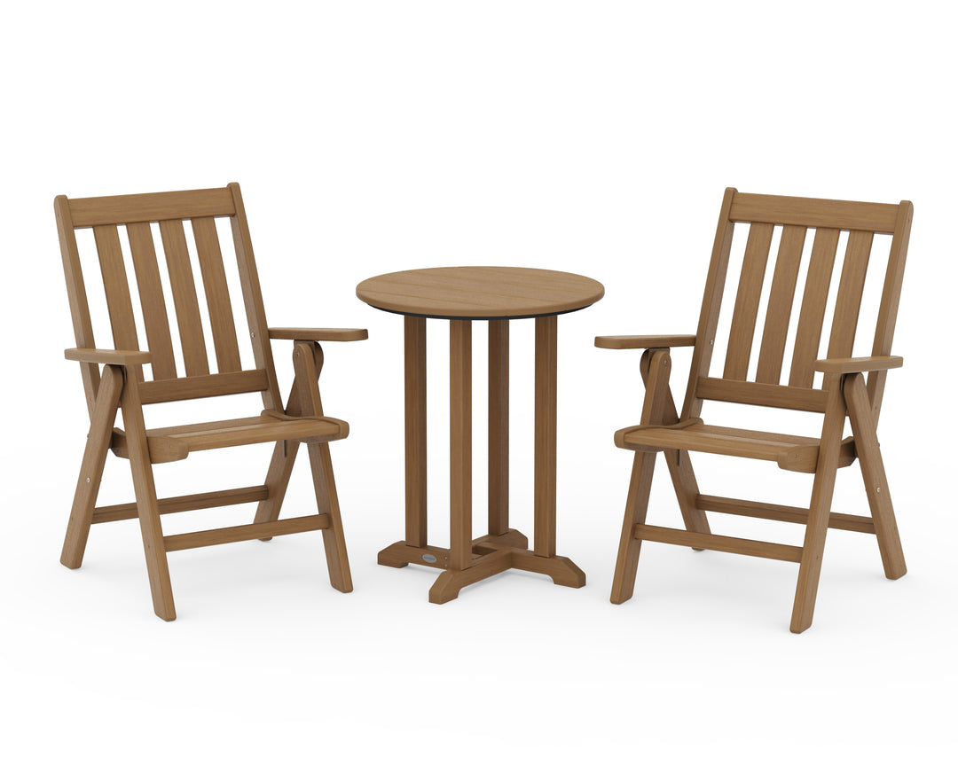 POLYWOOD® Vineyard Folding Chair 3-Piece Round Bistro Dining Set