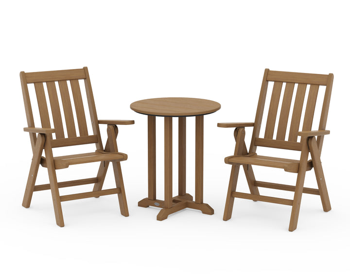 POLYWOOD® Vineyard Folding Chair 3-Piece Round Bistro Dining Set