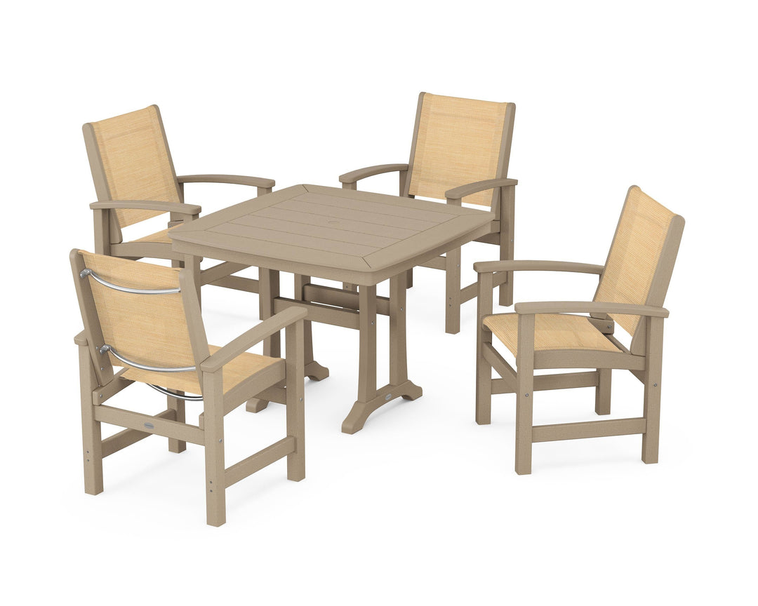 POLYWOOD® Coastal 5-Piece Dining Set with Trestle Legs