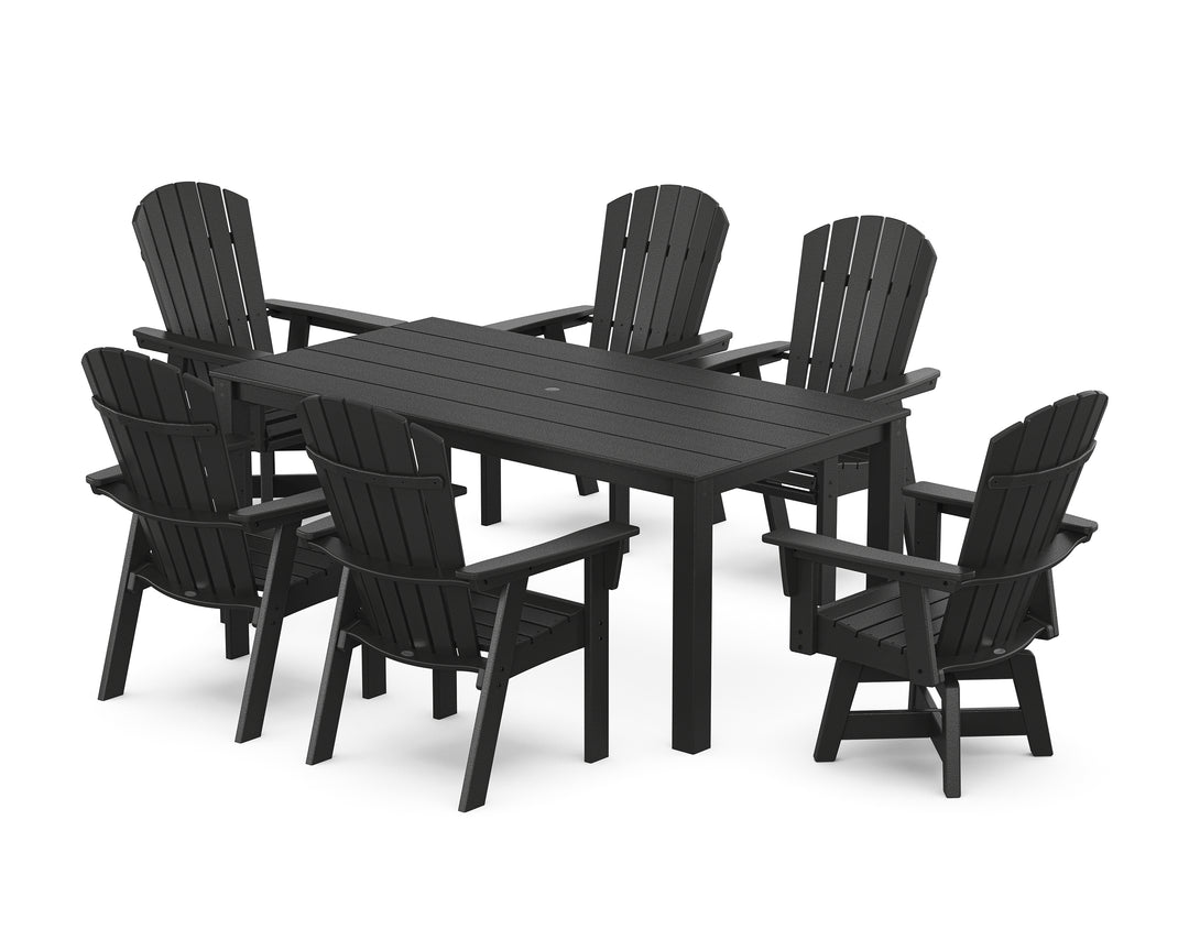 POLYWOOD® Nautical Curveback Adirondack Swivel 7-Piece Parsons Dining Set
