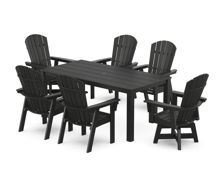 POLYWOOD® Nautical Curveback Adirondack Swivel 7-Piece Parsons Dining Set
