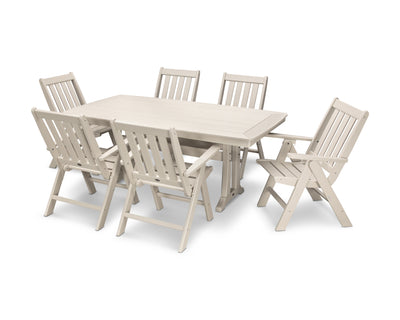 Vineyard Folding Chair 7-Piece Dining Set with Trestle Legs