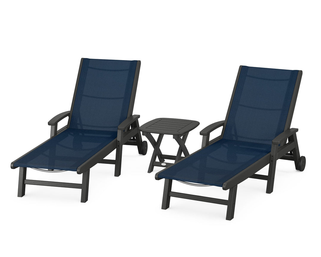 POLYWOOD® Coastal 3-Piece Wheeled Chaise Set